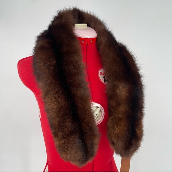 Vintage Accessories - Vintage Chocolate Brown Authentic Mink Fur Collar / Stole Old Hollywood Glamour